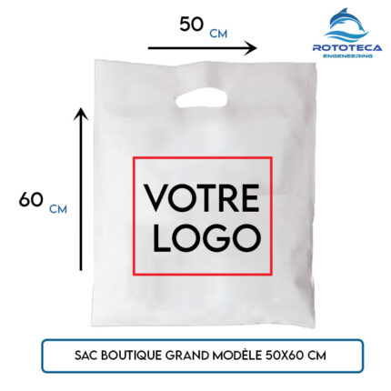 Sac boutique HDPE très grand format 50×60 cm – Impression 2 faces – Rototeca Tunisie