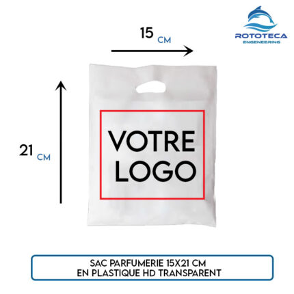 Sac boutique parfumerie HDPE 15×21 cm – Impression 2 faces – Lot de 2500 – Rototeca Tunisie