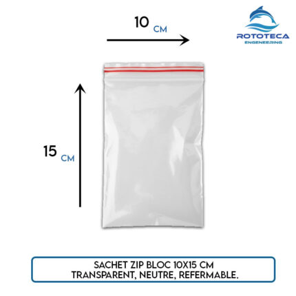 Sachet ZIP LDPE 10×15 cm – 2 500 unités – Rototeca Tunisie