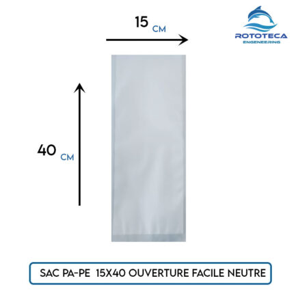 Sac sous vide PA-PE 15×40 cm – Ouverture facile – Neutre – 500 sacs – Rototeca Tunisie