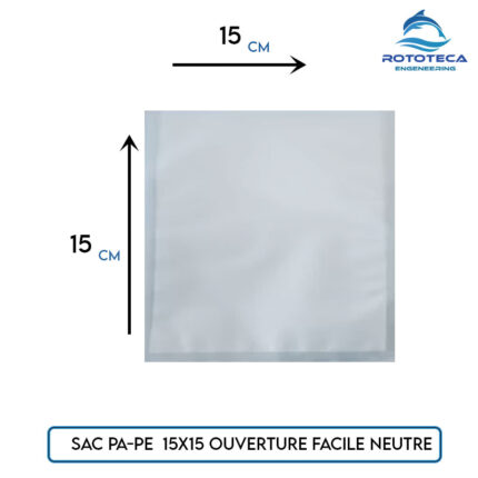 Sac sous vide PA-PE 15×15 cm – Ouverture facile – Neutre – 1000 sacs – Rototeca Tunisie