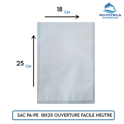 Sac sous vide PA-PE 18×25 cm – Ouverture facile – Neutre – 1000 sacs – Rototeca Tunisie