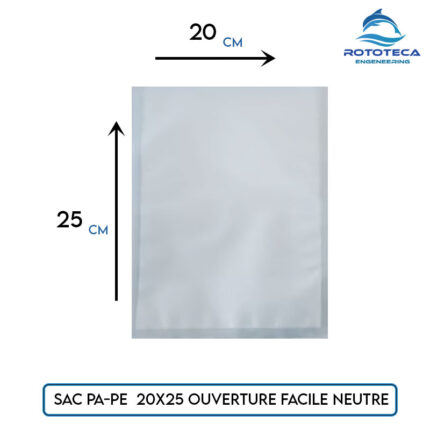 Sac sous vide PA-PE 20×25 cm – Ouverture facile – Neutre – 1000 sacs – Rototeca Tunisie