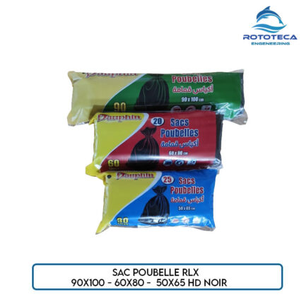 Sac poubelle HD noir en rouleau – 50×65 / 60×80 / 90×100 cm – Rototeca Tunisie